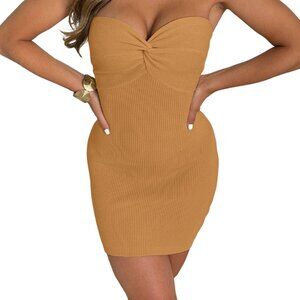 Women's Sexy Strapless Twist Sleeveless Ribbed Knit